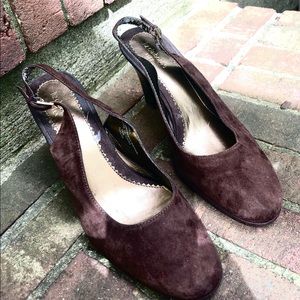 Liz Clairborne Brown Suede Sling Back Shoes